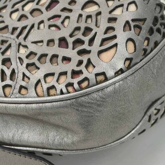 Auth BURBERRY Shoulder Bag Metallic Gray/Beige Leather/Canvas - e59932a - Picture 7 of 16